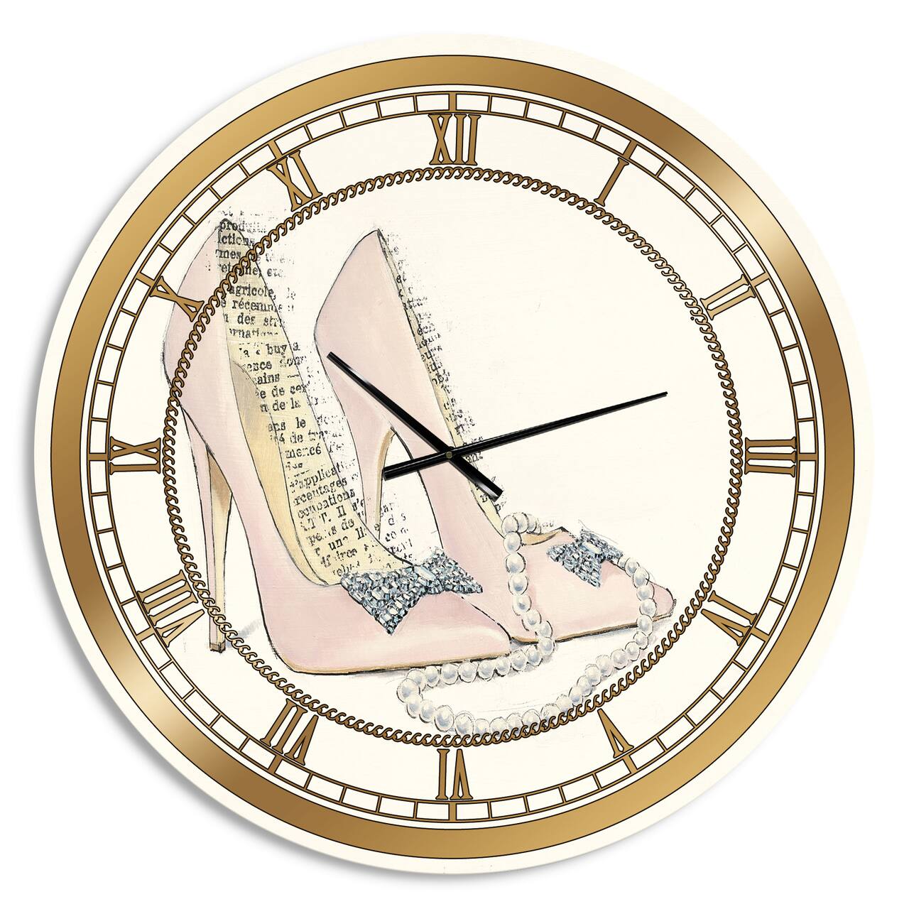 Designart 'Glamorous Black Diamond Stiletto Ii Glam Wall Clock